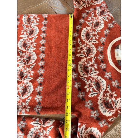 Cara Cara Floral Fair Isle Wool Sweater‎ Women Rust Orange Medium - Picture 7 of 8